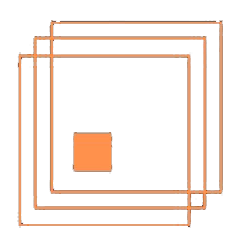 logo menuiserie agde alu pcv et vitrerie 4 carres orange superpose