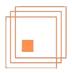 logo menuiserie agde alu pcv et vitrerie 4 carres orange superpose